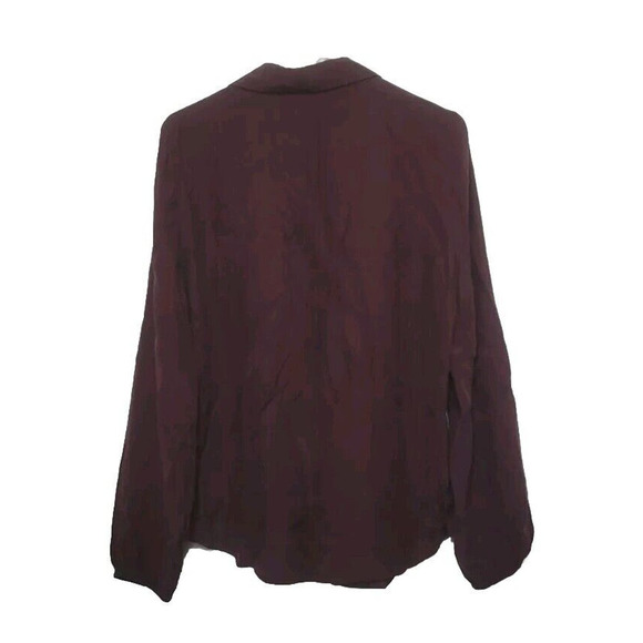 FRAME Le Lace Up Blouse Womens Size M 100% Silk Mahogany Maroon Tie Front - Picture 2 of 8